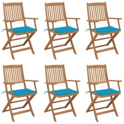 vidaXL Klappbare Gartenstühle 6 Stk. mit Kissen Massivholz Akazie