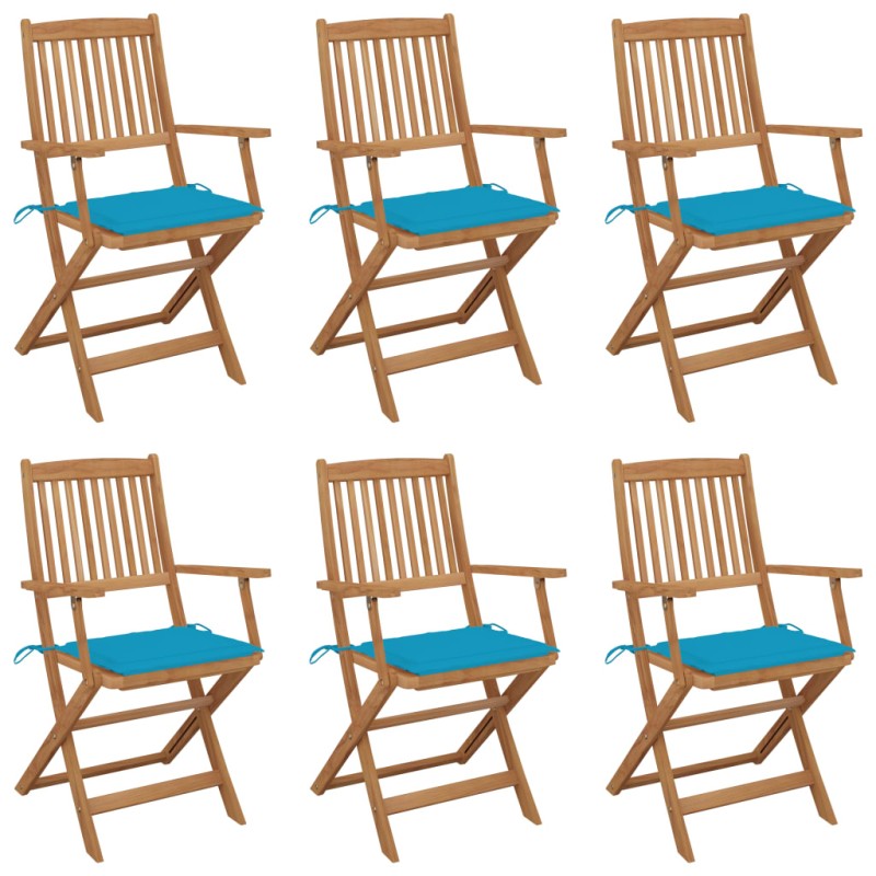 vidaXL Klappbare Gartenstühle 6 Stk. mit Kissen Massivholz Akazie vidaXL Klappbare Gartenstühle 6 Stk. mit Kissen Massivholz Akazie