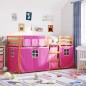 vidaXL Etagenbett mit Vorhängen Rosa 75x190 cm Massivholz Kiefer vidaXL Etagenbett mit Vorhängen Rosa 75x190 cm Massivholz Kiefer