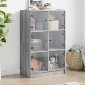 vidaXL Highboard mit Türen Grau Sonoma 68x37x109 cm Holzwerkstoff