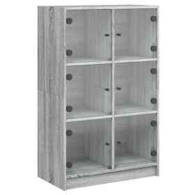 vidaXL Highboard mit Türen Grau Sonoma 68x37x109 cm Holzwerkstoff