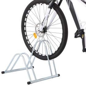 vidaXL Fahrradständer für 2 Fahrräder Freistehend Verzinkter Stahl