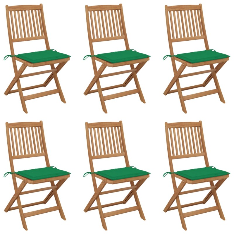 vidaXL Klappbare Gartenstühle 6 Stk. mit Kissen Massivholz Akazie vidaXL Klappbare Gartenstühle 6 Stk. mit Kissen Massivholz Akazie