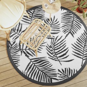 vidaXL Outdoor-Teppich Weiß und Schwarz Ø160 cm PP
