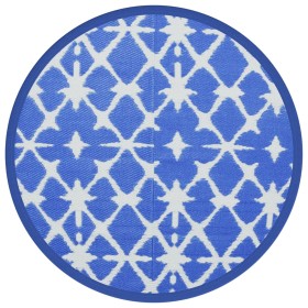 vidaXL Outdoor-Teppich Blau und Weiß Ø200 cm PP