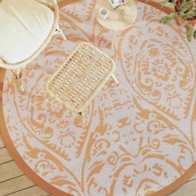vidaXL Outdoor-Teppich Orange und Weiß Ø200 cm PP