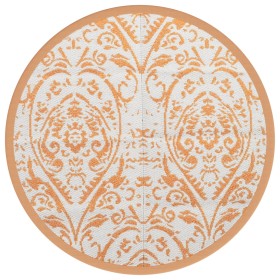 vidaXL Outdoor-Teppich Orange und Weiß Ø200 cm PP