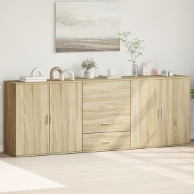 vidaXL Sideboards 3 Stk. Sonoma-Eiche Holzwerkstoff