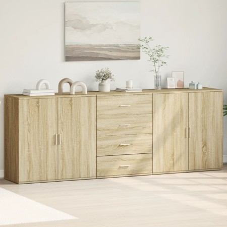 vidaXL Sideboards 3 Stk. Sonoma-Eiche Holzwerkstoff