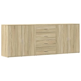 vidaXL Sideboards 3 Stk. Sonoma-Eiche Holzwerkstoff