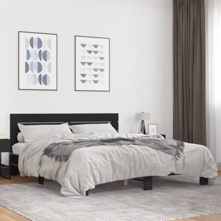 vidaXL Bettgestell Schwarz 180x200 cm Holzwerkstoff und Metall