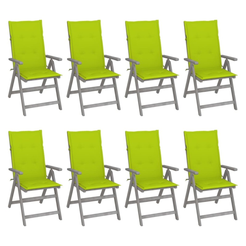 Verstellbare Gartenstühle mit Auflagen 8 Stk. Grau Akazienholz Verstellbare Gartenstühle mit Auflagen 8 Stk. Grau Akazienholz