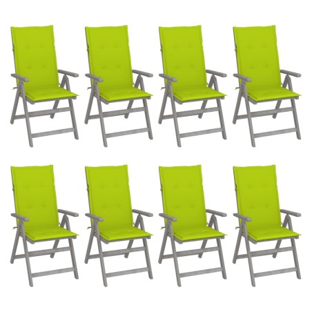 Verstellbare Gartenstühle mit Auflagen 8 Stk. Grau Akazienholz