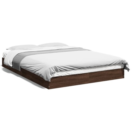 vidaXL Bettgestell Braun Eichen-Optik 135x190 cm Holzwerkstoff