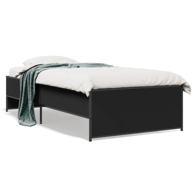 vidaXL Bettgestell Schwarz 90x190 cm Holzwerkstoff und Metall vidaXL Bettgestell Schwarz 90x190 cm Holzwerkstoff und Metall