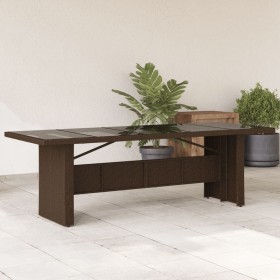 vidaXL Gartentisch mit Glasplatte Braun 240x90x75 cm Poly Rattan