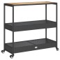 vidaXL Barwagen 3 Böden Schwarz Poly Rattan und Massivholz Akazie vidaXL Barwagen 3 Böden Schwarz Poly Rattan und Massivholz Akazie