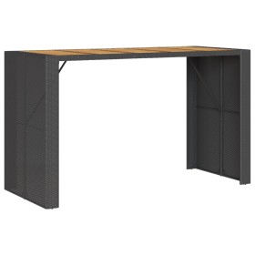 vidaXL Gartentisch mit Holzplatte Schwarz 185x80x110 cm Poly Rattan