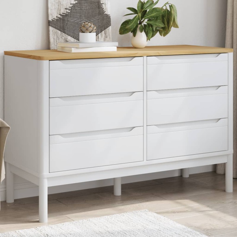 vidaXL Kommode FLORO Weiß Massivholz Kiefer vidaXL Kommode FLORO Weiß Massivholz Kiefer