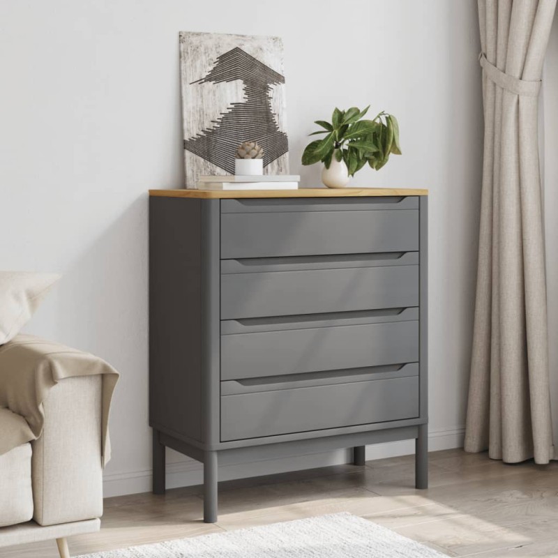 vidaXL Kommode FLORO Grau Massivholz Kiefer vidaXL Kommode FLORO Grau Massivholz Kiefer
