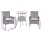 vidaXL 3-tlg. Garten-Essgruppe mit Kissen Grau Poly Rattan und Glas vidaXL 3-tlg. Garten-Essgruppe mit Kissen Grau Poly Rattan und Glas