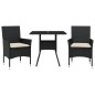 vidaXL 3-tlg. Garten-Essgruppe mit Kissen Schwarz Poly Rattan Glas vidaXL 3-tlg. Garten-Essgruppe mit Kissen Schwarz Poly Rattan Glas