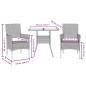 vidaXL 3-tlg. Garten-Essgruppe mit Kissen Schwarz Poly Rattan Glas vidaXL 3-tlg. Garten-Essgruppe mit Kissen Schwarz Poly Rattan Glas
