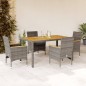 vidaXL 5-tlg. Garten-Essgruppe mit Kissen Grau Poly Rattan Akazie vidaXL 5-tlg. Garten-Essgruppe mit Kissen Grau Poly Rattan Akazie