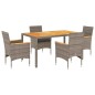 vidaXL 5-tlg. Garten-Essgruppe mit Kissen Grau Poly Rattan Akazie vidaXL 5-tlg. Garten-Essgruppe mit Kissen Grau Poly Rattan Akazie