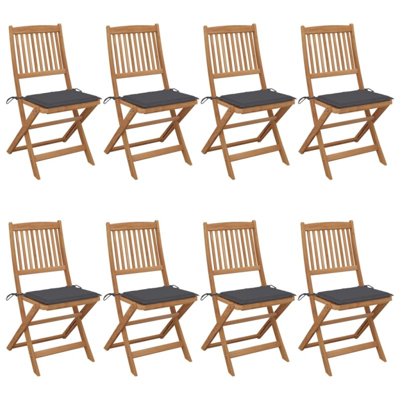Klappbare Gartenstühle 8 Stk. mit Kissen Massivholz Akazie Klappbare Gartenstühle 8 Stk. mit Kissen Massivholz Akazie