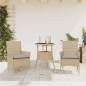 vidaXL 3-tlg. Garten-Essgruppe mit Kissen Beige Poly Rattan und Glas vidaXL 3-tlg. Garten-Essgruppe mit Kissen Beige Poly Rattan und Glas