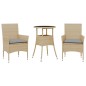 vidaXL 3-tlg. Garten-Essgruppe mit Kissen Beige Poly Rattan und Glas vidaXL 3-tlg. Garten-Essgruppe mit Kissen Beige Poly Rattan und Glas