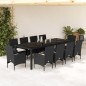 vidaXL 11-tlg. Garten-Essgruppe mit Kissen Schwarz Poly Rattan Glas vidaXL 11-tlg. Garten-Essgruppe mit Kissen Schwarz Poly Rattan Glas