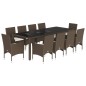 vidaXL 11-tlg. Garten-Essgruppe mit Kissen Braun Poly Rattan Glas vidaXL 11-tlg. Garten-Essgruppe mit Kissen Braun Poly Rattan Glas