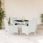 vidaXL 5-tlg. Garten-Essgruppe mit Kissen Weiß Poly Rattan und Glas vidaXL 5-tlg. Garten-Essgruppe mit Kissen Weiß Poly Rattan und Glas