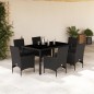vidaXL 7-tlg. Garten-Essgruppe mit Kissen Schwarz Poly Rattan Glas vidaXL 7-tlg. Garten-Essgruppe mit Kissen Schwarz Poly Rattan Glas