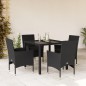 vidaXL 5-tlg. Garten-Essgruppe mit Kissen Schwarz Poly Rattan und Glas vidaXL 5-tlg. Garten-Essgruppe mit Kissen Schwarz Poly Rattan und Glas