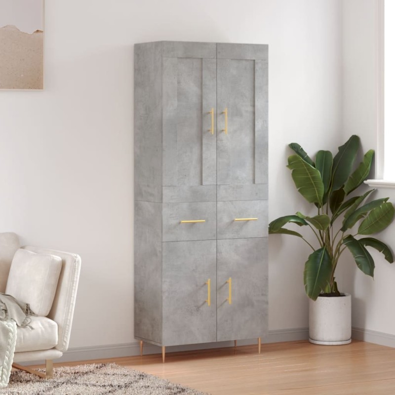 Highboard Betongrau 69,5x34x180 cm Holzwerkstoff Highboard Betongrau 69,5x34x180 cm Holzwerkstoff