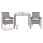 vidaXL 3-tlg. Garten-Essgruppe mit Kissen Hellgrau Poly Rattan Glas vidaXL 3-tlg. Garten-Essgruppe mit Kissen Hellgrau Poly Rattan Glas