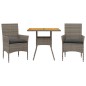 vidaXL 3-tlg. Garten-Essgruppe mit Kissen Grau Poly Rattan Akazie vidaXL 3-tlg. Garten-Essgruppe mit Kissen Grau Poly Rattan Akazie