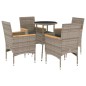 vidaXL 5-tlg. Garten-Essgruppe mit Kissen Grau Poly Rattan und Glas vidaXL 5-tlg. Garten-Essgruppe mit Kissen Grau Poly Rattan und Glas