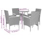 vidaXL 5-tlg. Garten-Essgruppe mit Kissen Grau Poly Rattan und Glas vidaXL 5-tlg. Garten-Essgruppe mit Kissen Grau Poly Rattan und Glas