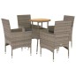 vidaXL 5-tlg. Garten-Essgruppe mit Kissen Grau Poly Rattan Akazie vidaXL 5-tlg. Garten-Essgruppe mit Kissen Grau Poly Rattan Akazie