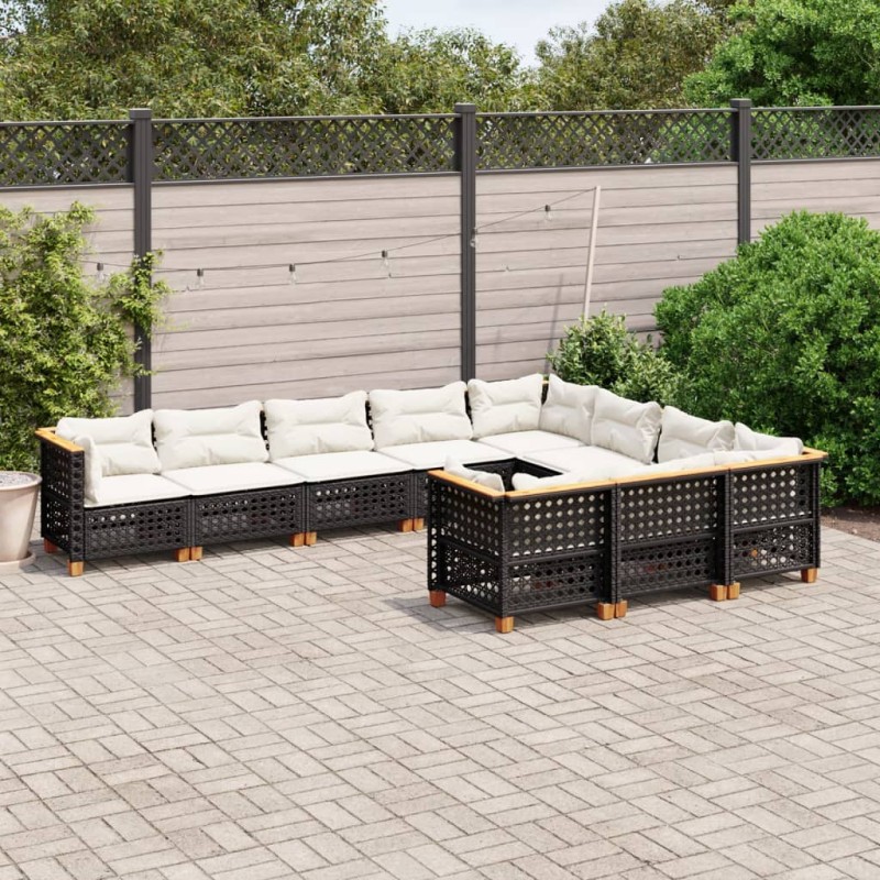 vidaXL 10-tlg. Garten-Sofagarnitur mit Kissen Schwarz Poly Rattan vidaXL 10-tlg. Garten-Sofagarnitur mit Kissen Schwarz Poly Rattan