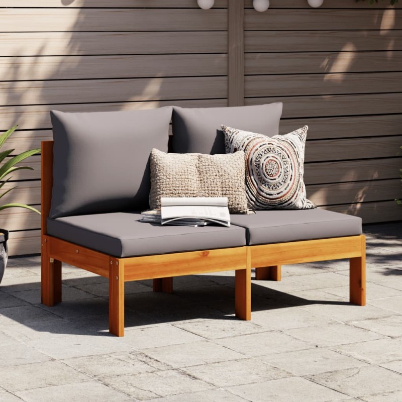 vidaXL Gartensofa ohne Armlehnen mit Kissen 2-Sitzer Massivholz Akazie vidaXL Gartensofa ohne Armlehnen mit Kissen 2-Sitzer Massivholz Akazie