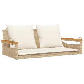 vidaXL Hängebank mit Kissen Beige 109x62x40 cm Poly Rattan