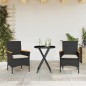 vidaXL 3-tlg. Bistro-Set mit Kissen Schwarz Poly Rattan und Glas vidaXL 3-tlg. Bistro-Set mit Kissen Schwarz Poly Rattan und Glas