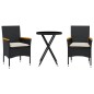 vidaXL 3-tlg. Bistro-Set mit Kissen Schwarz Poly Rattan und Glas vidaXL 3-tlg. Bistro-Set mit Kissen Schwarz Poly Rattan und Glas