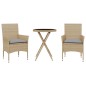 vidaXL 3-tlg. Bistro-Set mit Kissen Beige Poly Rattan und Glas vidaXL 3-tlg. Bistro-Set mit Kissen Beige Poly Rattan und Glas