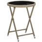 vidaXL 3-tlg. Bistro-Set mit Kissen Beige Poly Rattan und Glas vidaXL 3-tlg. Bistro-Set mit Kissen Beige Poly Rattan und Glas